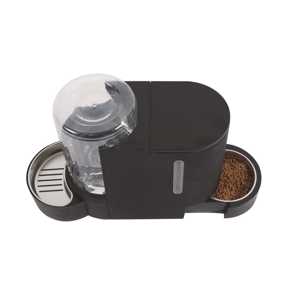 M-Pets Duplo Double Food and Water Bowl 3L/1.3kg Black