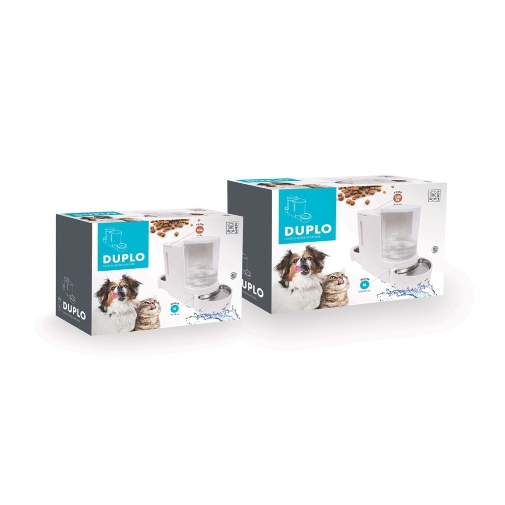 M-Pets Duplo 2-in-1 Pet Food and Water Dispenser 6L White