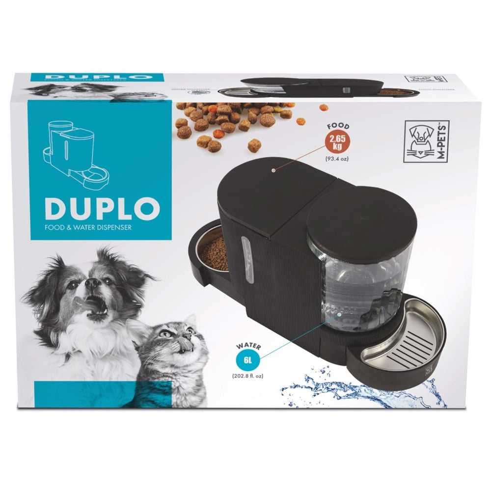 M-Pets Duplo Double Feeder and Waterer for Pets 6L Black
