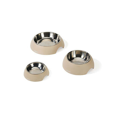 M-Pets Eco Bamboo Pet Bowl with Stainless Steel Insert Beige 190 ml
