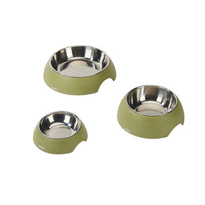 M-Pets Eco Bamboo Small Pet Bowl with Stainless Steel Insert 190 ml