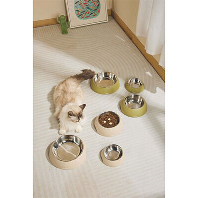 M-Pets Eco Bamboo Small Pet Bowl with Stainless Steel Insert 190 ml
