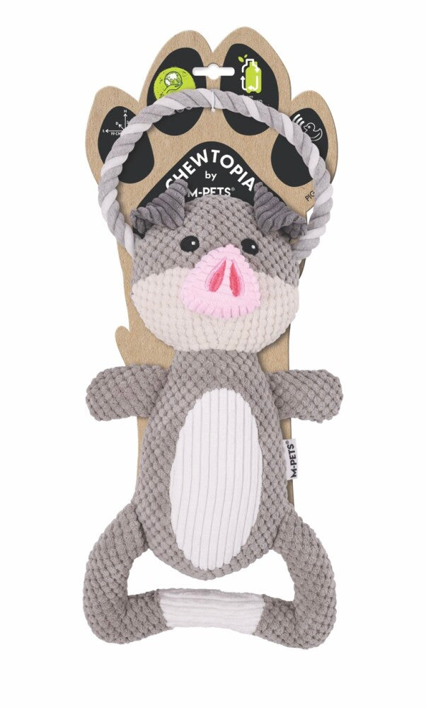 M-Pets Eco Chewtopia Plush Pig Dog & Cat Toy, Recycled Plastic, 34x19x8 cm