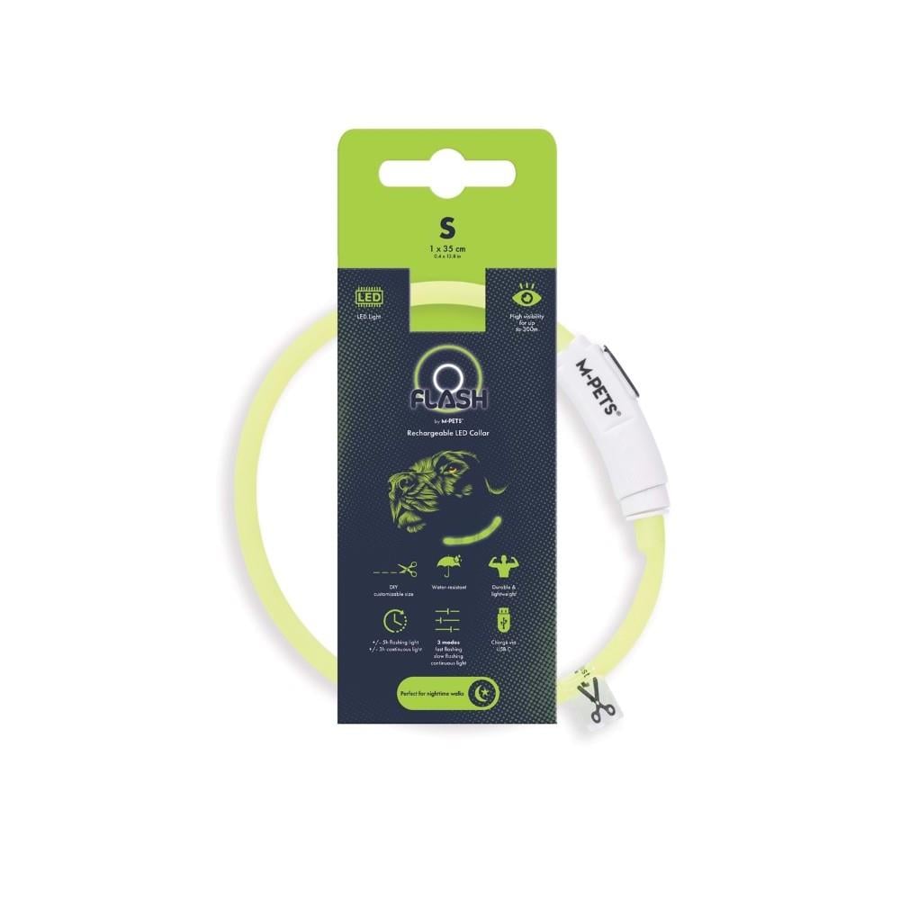 M-Pets Flash LED Dog Collar High Visibility Green 35 cm
