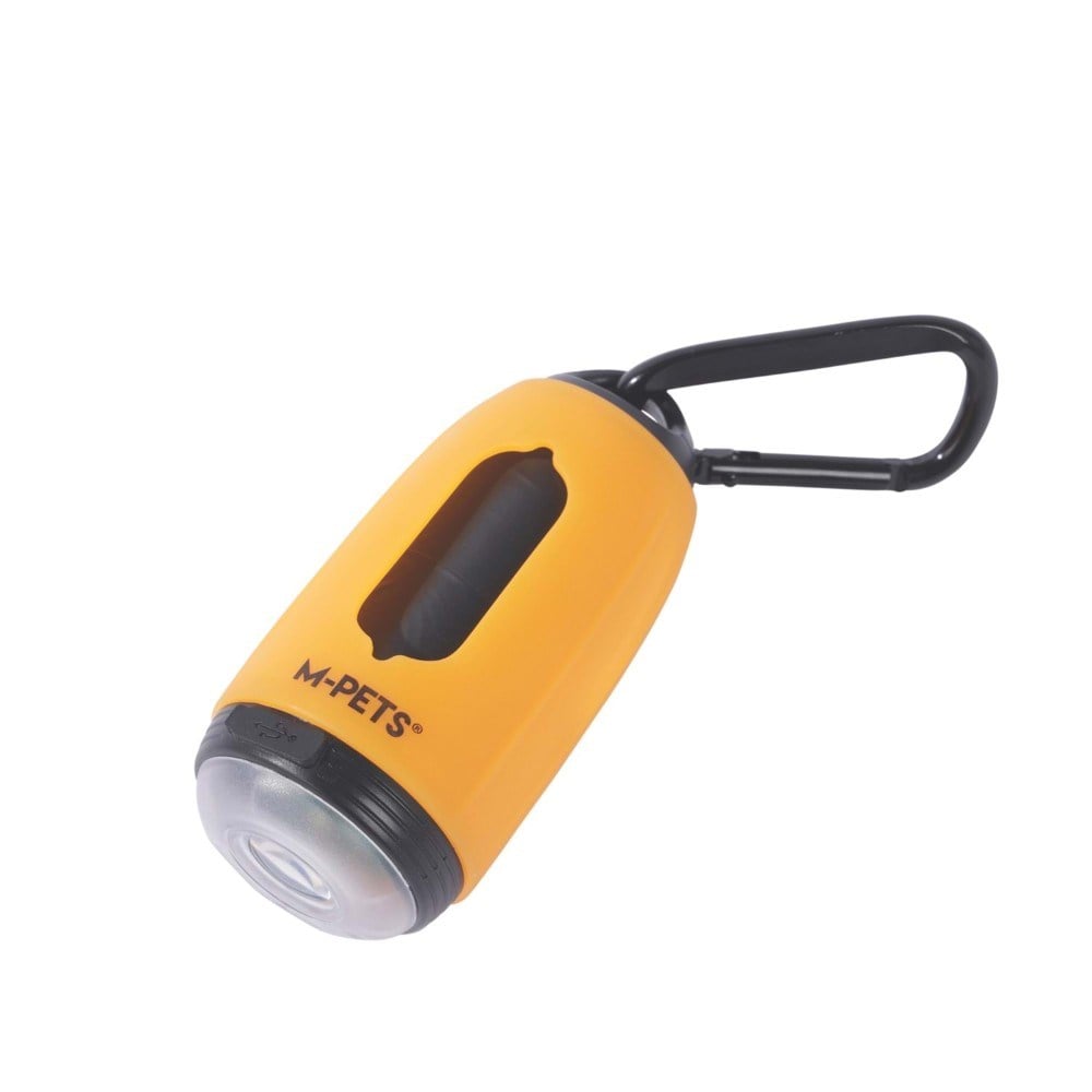 M-Pets Flash LED Waste Bag Dispenser with Flashlight Orange