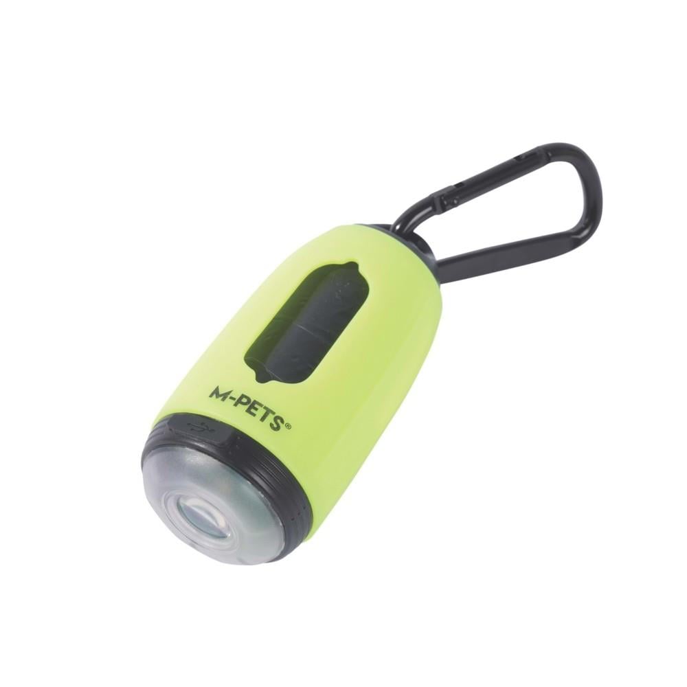 M-Pets Flash LED Waste Bag Dispenser with Flashlight Green