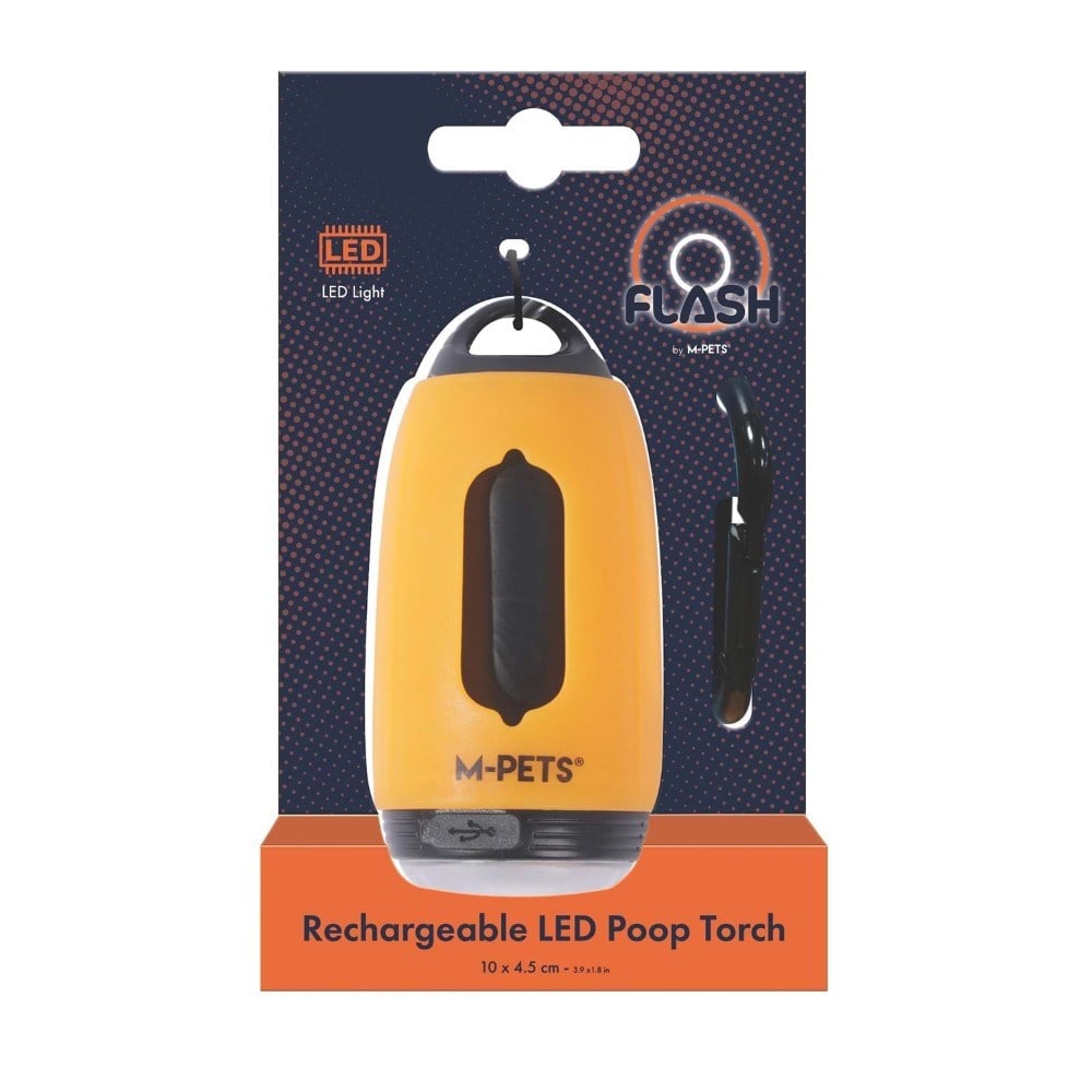 M-Pets Flash LED Waste Bag Dispenser with Flashlight Orange