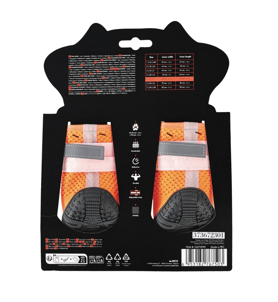 M-Pets Flexi Dog Shoes Reflective Paw Protection Large Orange