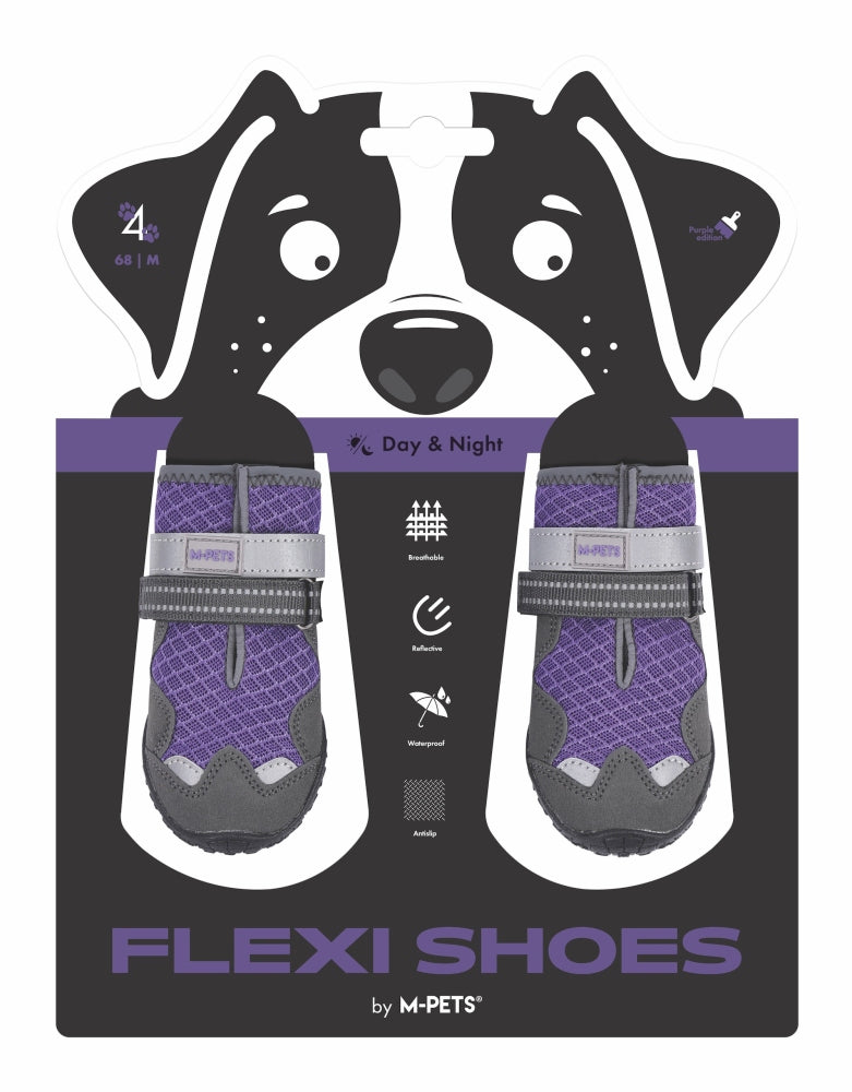 M-Pets Flexi Dog Boots Breathable Reflective Purple Size M