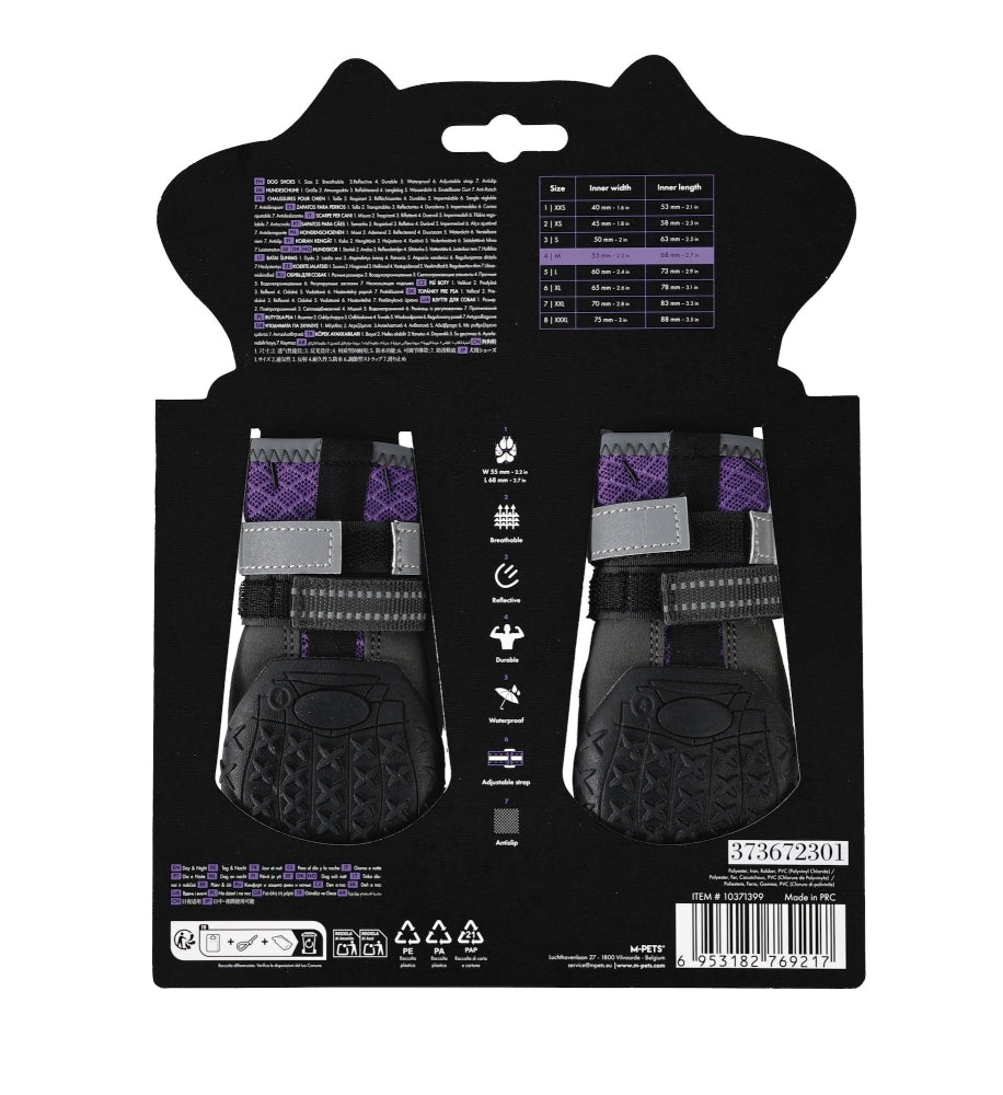 M-Pets Flexi Dog Boots Breathable Reflective Purple Size M