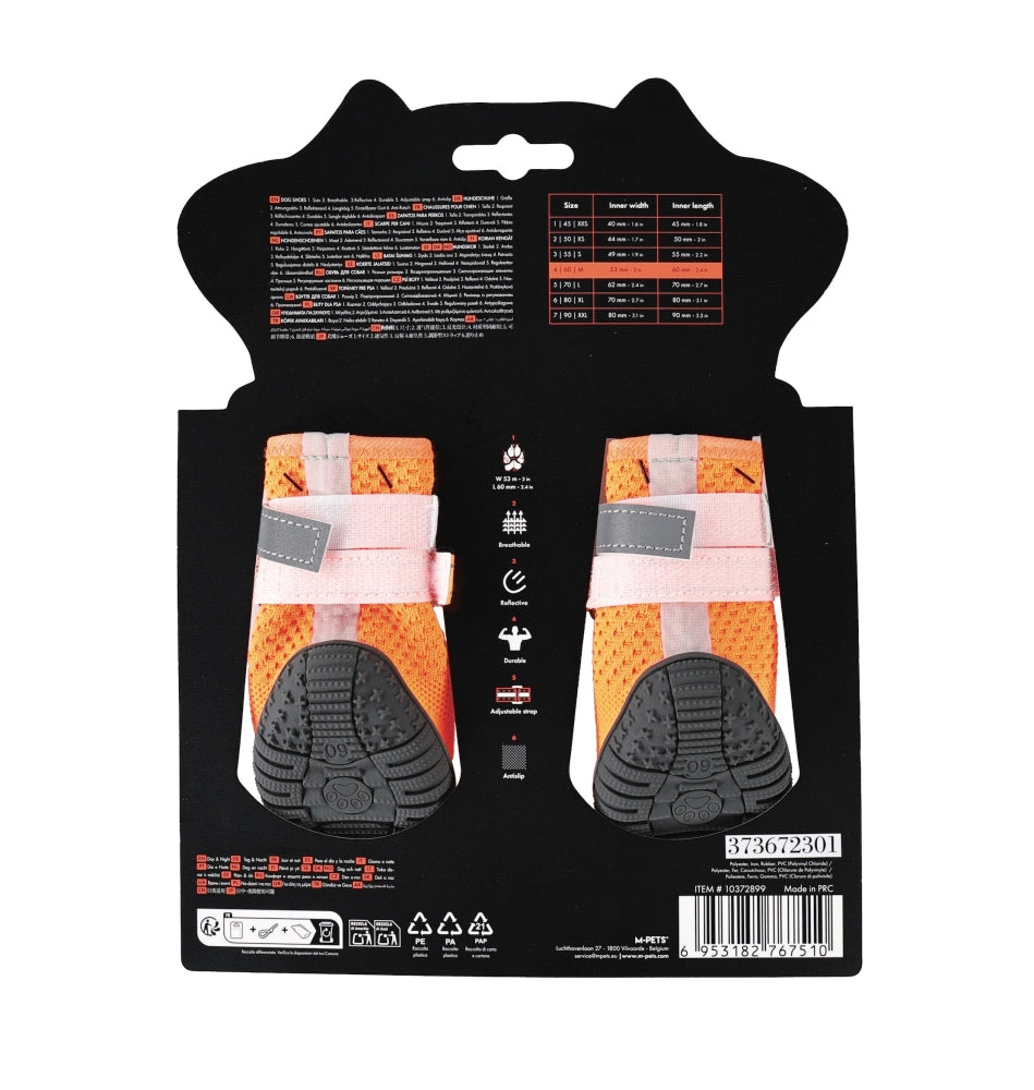 M-Pets Flexi Dog Shoes Breathable Reflective Boots Orange Size M