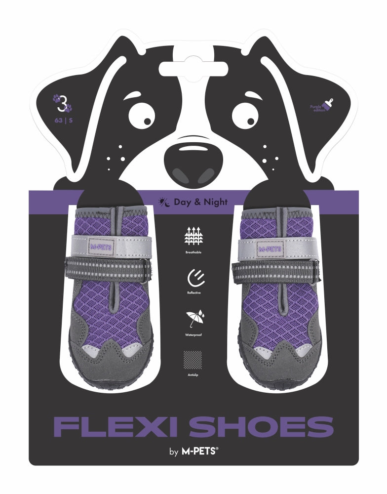 M-Pets Flexi Dog Boots Breathable Protective Shoes Purple Size S