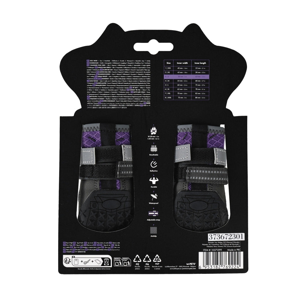 M-Pets Flexi Dog Boots Breathable Protective Shoes Purple Size S