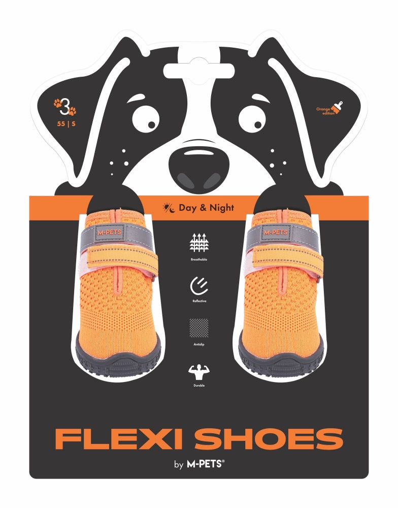 M-Pets Flexi Dog Shoes Breathable Reflective Orange Size S