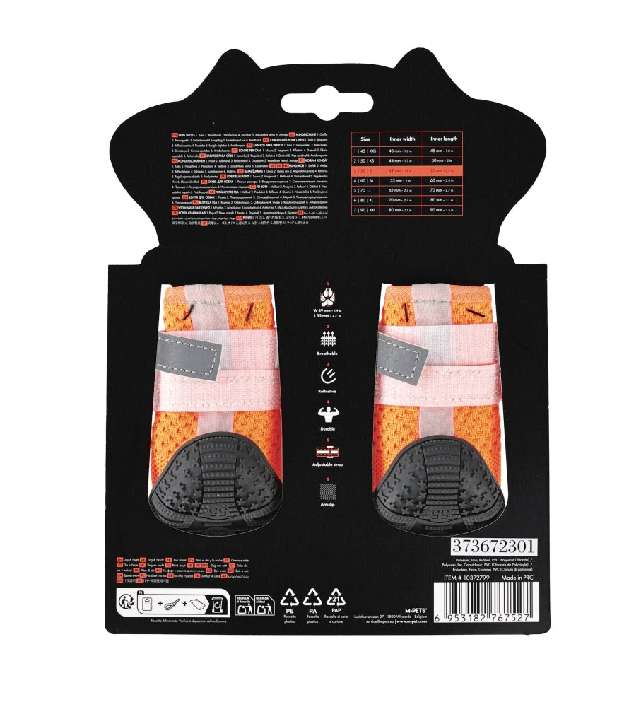 M-Pets Flexi Dog Shoes Breathable Reflective Orange Size S
