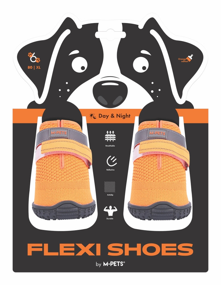 M-Pets Flexi Dog Shoes Breathable Protective Footwear Orange XL