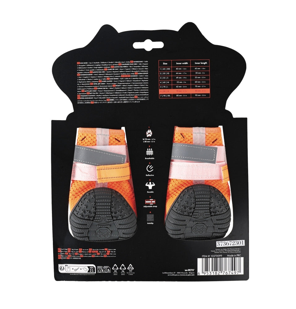 M-Pets Flexi Dog Shoes Breathable Protective Footwear Orange XL