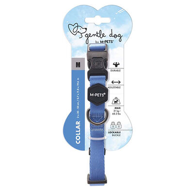 M-Pets Gentle Padded Dog Collar Azure Blue Medium 30-50 cm