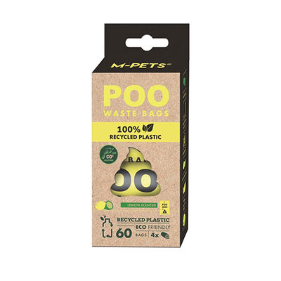 M-Pets Lemon Scented Recycled Dog Waste Bags 4x15 Count