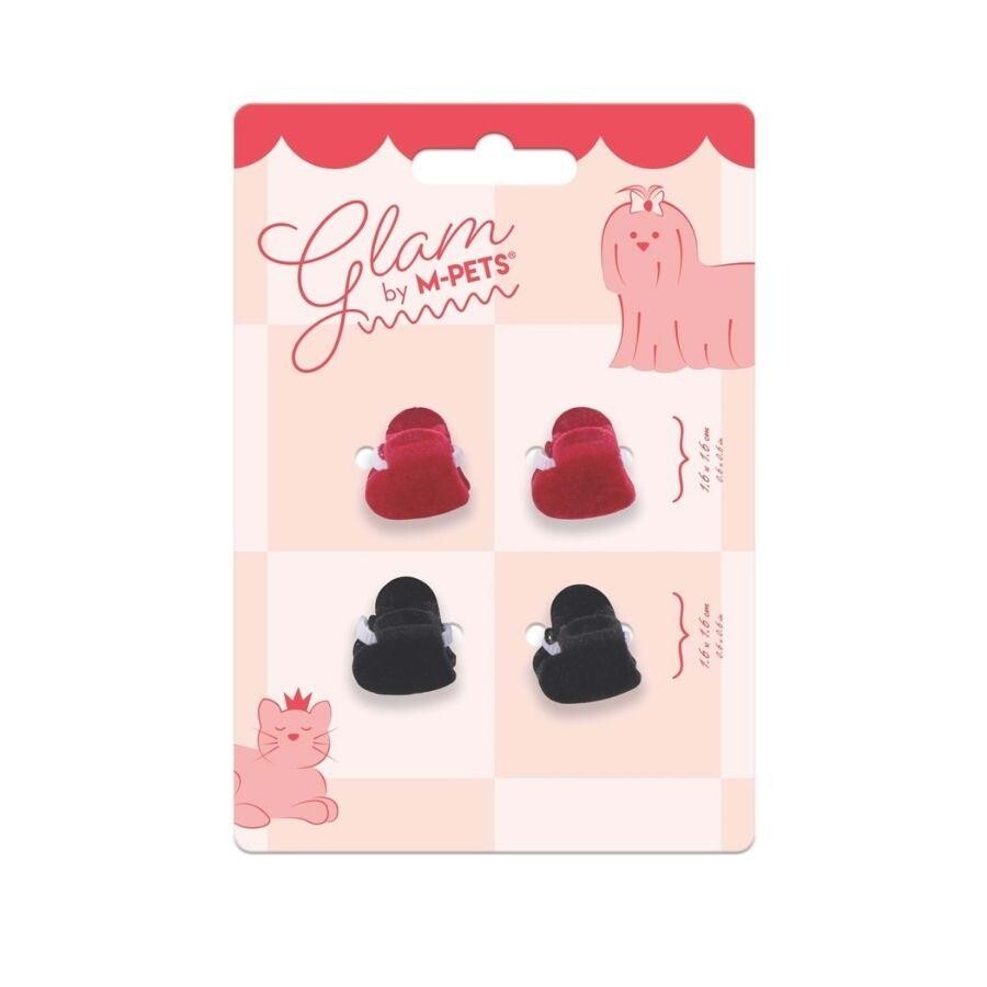 M-Pets Glam Heart Hair Clip for Cats and Dogs Red & Black 1.6cm