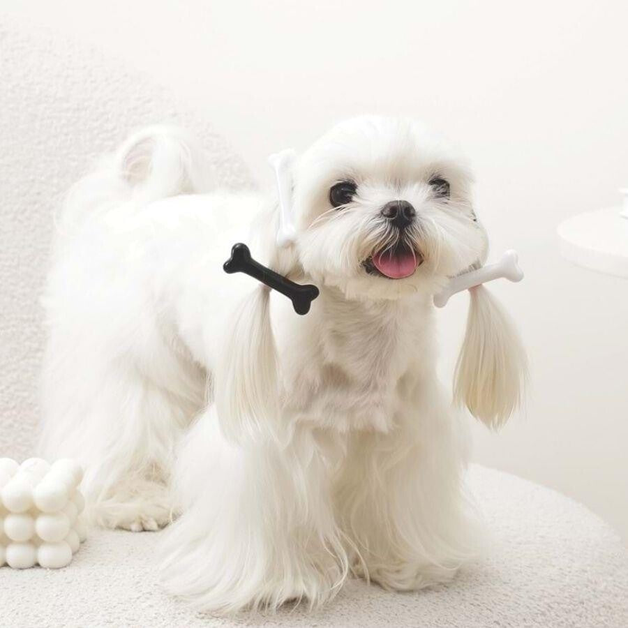 M-Pets Glam Bone Shaped Pet Hair Clip Black & White 2cm
