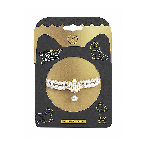 M-Pets Glam Prestige White Camellia Pet Neck Accessory Large