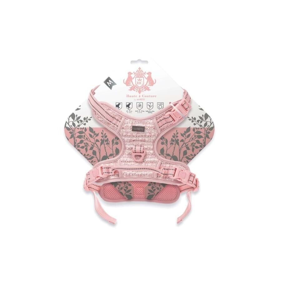 M-Pets Haute Couture Pink Dog Harness Reflective Stitching Medium
