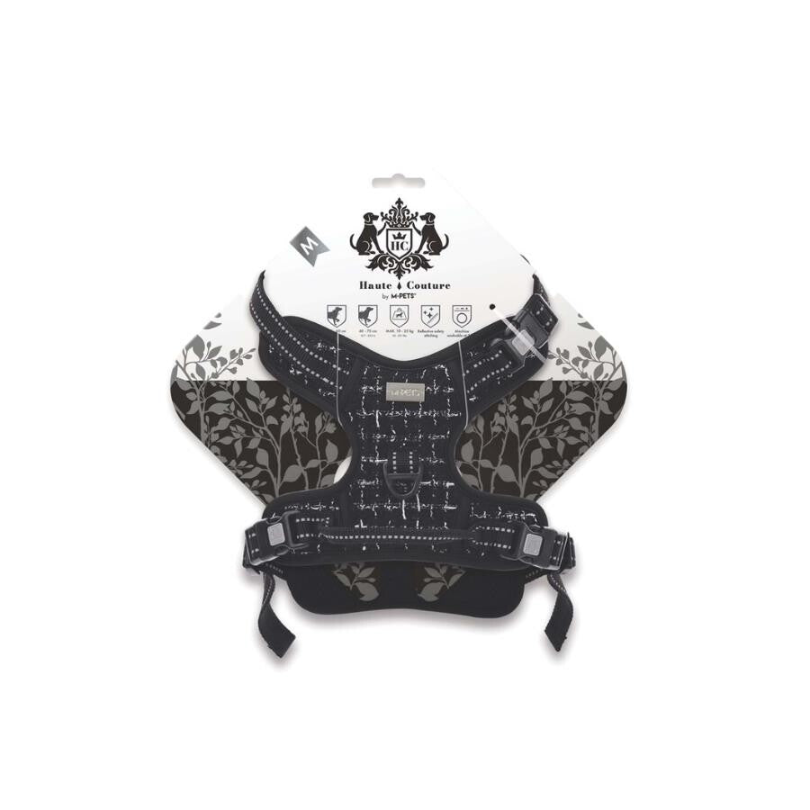M-Pets Haute Couture Black Dog Harness Reflective Comfort M