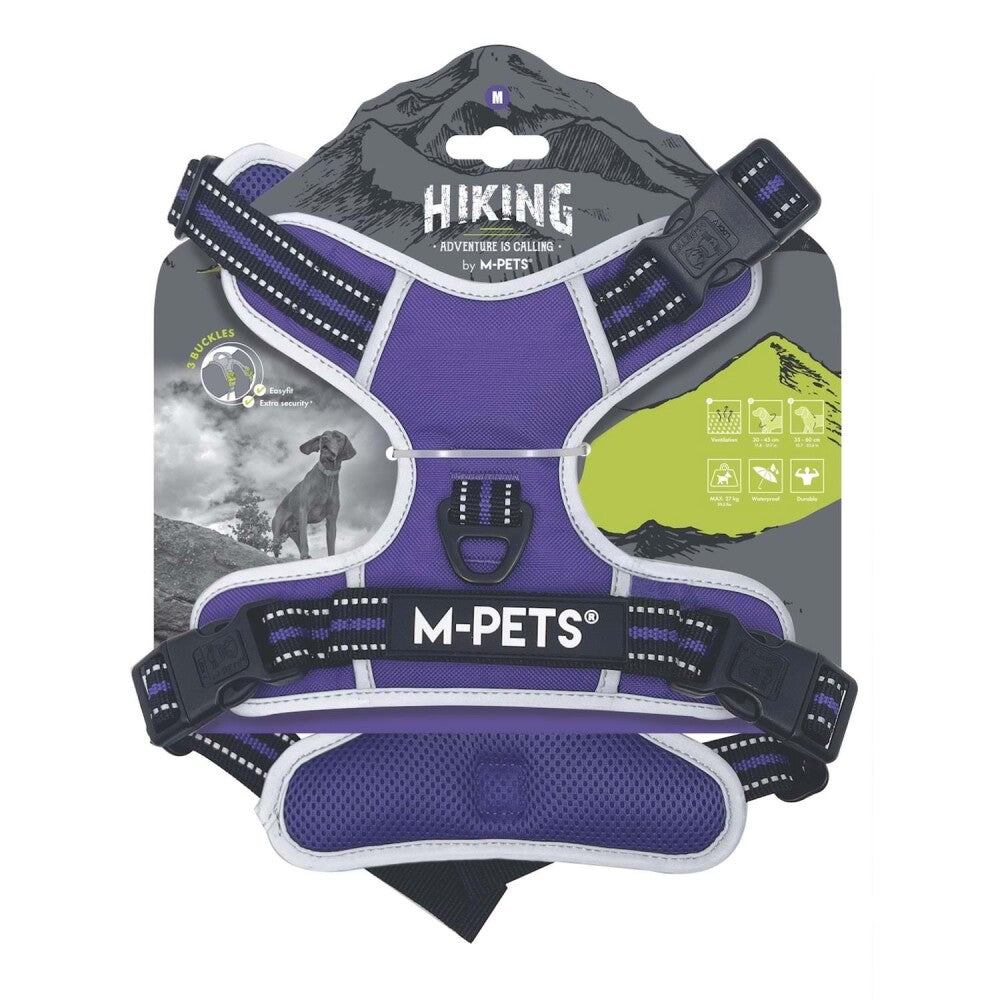 M-Pets Hiking Reflective Soft Dog Harness Purple Large