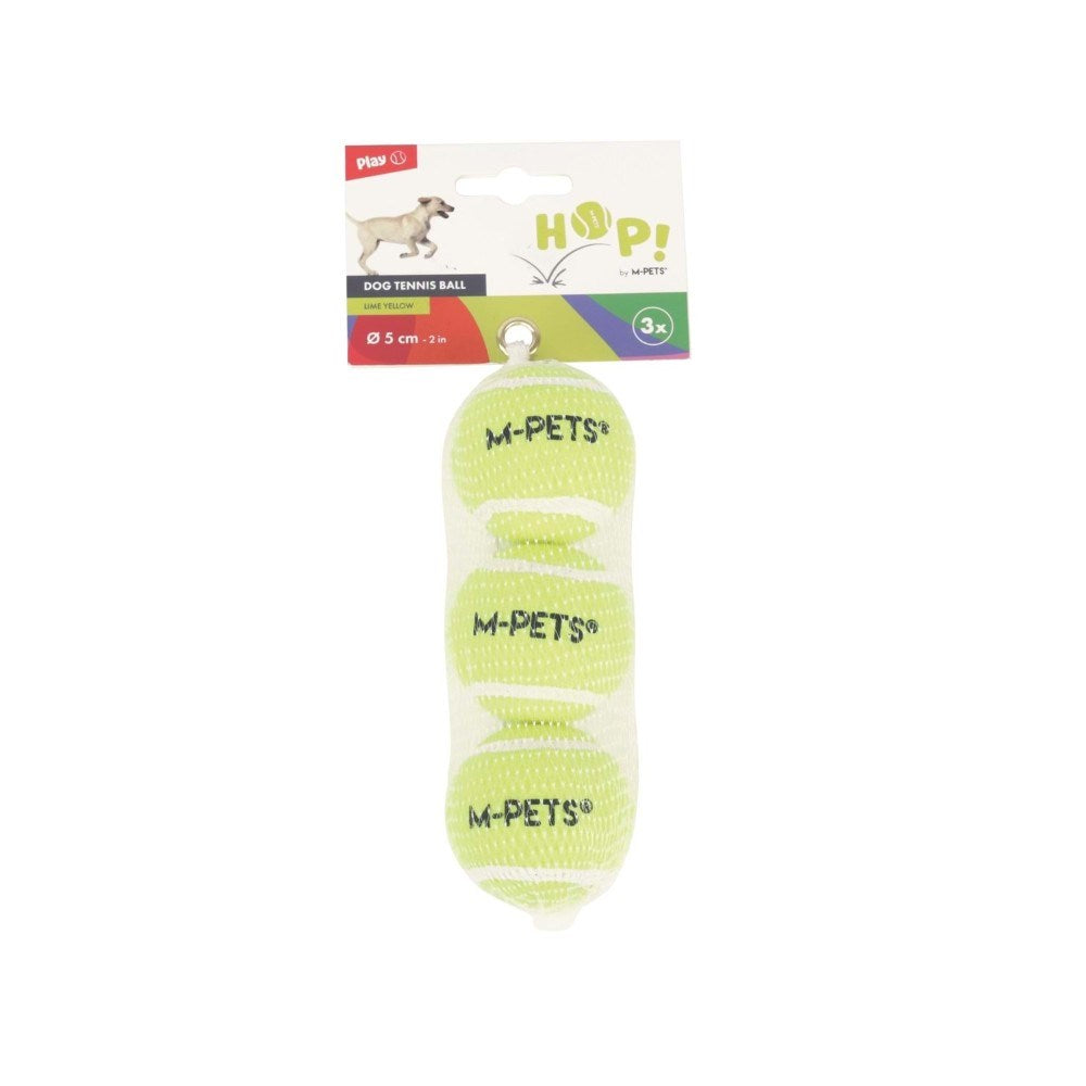M-Pets Hop Tennis Ball Dog Toy 3-Pack Yellow 5 cm