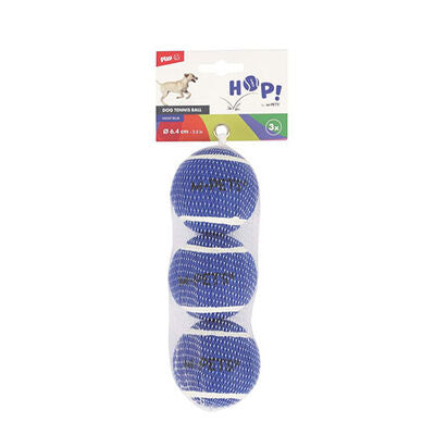 M-Pets Hop Tennis Ball Blue Durable Dog Toy 3-Pack 6.4 cm