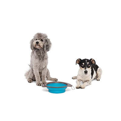 M-Pets Foldable Silicone Pet Travel Bowl for Food & Water Blue 420ml