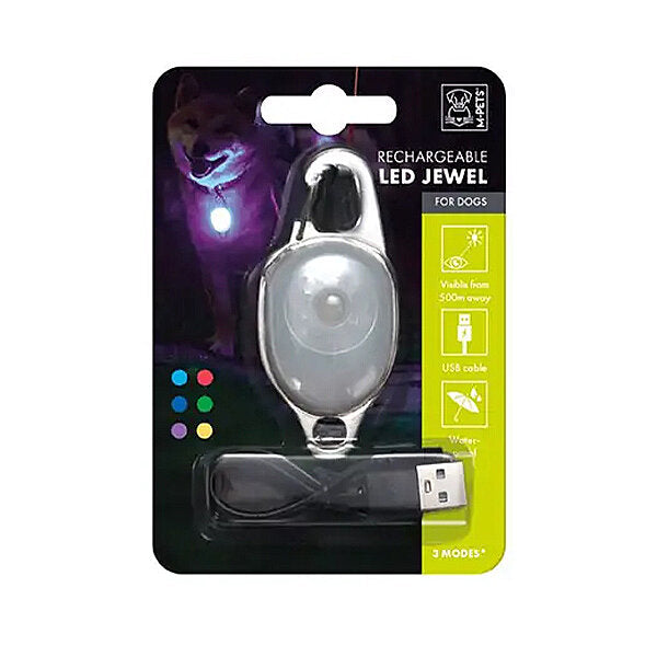 M-Pets LED Jewel Safety Light for Increased Visibility White