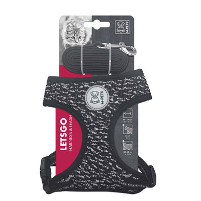 M-Pets Letsgo Cat Harness and Leash Set Black 30-42 cm