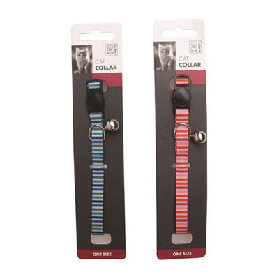 M-Pets Lines Cat Collar with Bell and Adjustable Strap