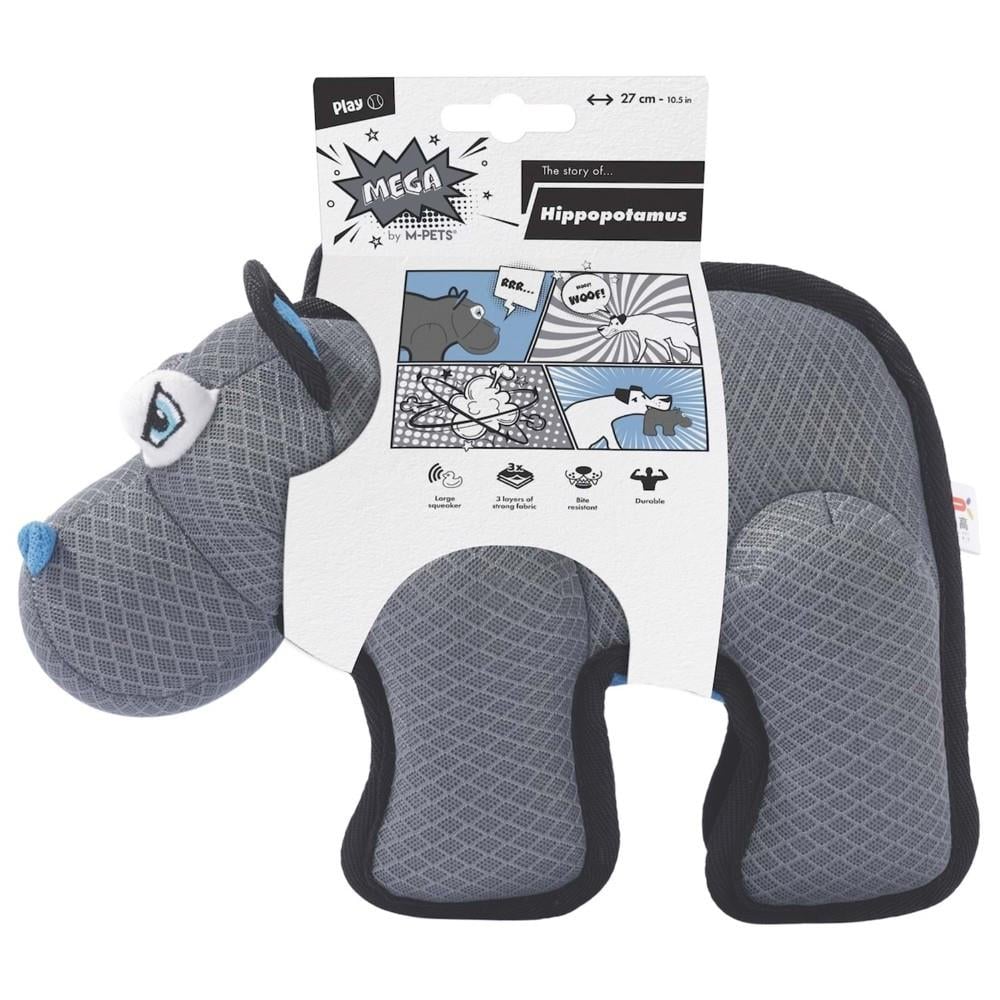 M-Pets Mega Hippo Plush Dog Toy with Squeaker 27x12x20 cm