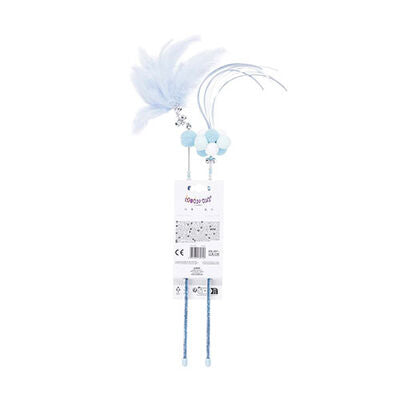 M-Pets Mooncat Interactive Wand Toy Blue Feather 2-Pack 40cm