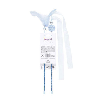M-Pets Mooncat Blue Wand Cat Toy Set with Feathers 2-Pack 40cm
