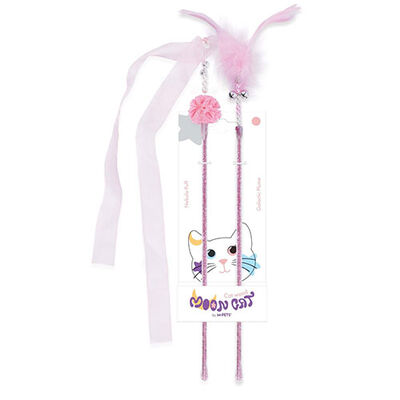 M-Pets Mooncat Pink Teaser Wand Cat Toy Set 2-Pack 40cm