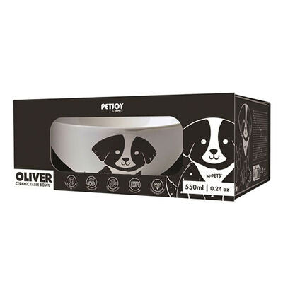 M-Pets Oliver Ceramic Dog Bowl Hygienic Feeding Dish 550 ml