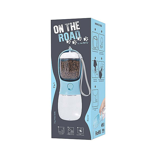 M-Pets On The Road 2-in-1 Dog Travel Bottle Blue 300 ml
