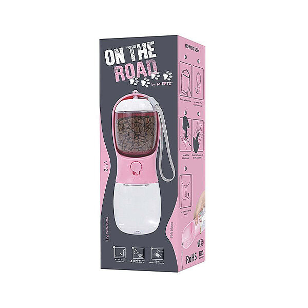 M-Pets On The Road 2-in-1 Dog Travel Bowl Pink 300 ml