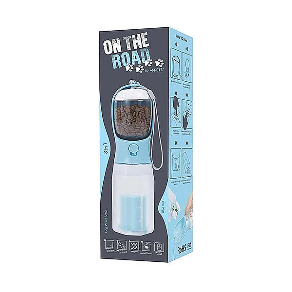 M-Pets On The Road 3-in-1 Dog Travel Container Blue 600 ml