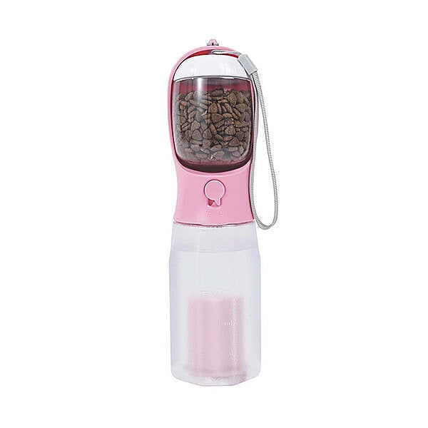 M-Pets On The Road 3-in-1 Dog Travel Container Pink 600ml