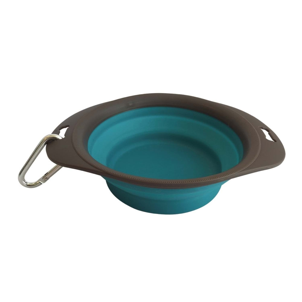 M-Pets On The Road Collapsible Pet Bowl Turquoise & Brown 750 ml