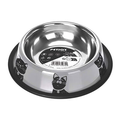 M-Pets Petjoy Cat Family Stainless Steel Bowl Non-Slip 610 ml