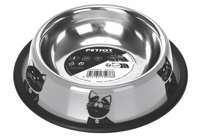 M-Pets Petjoy Cat Family Stainless Steel Bowl 910 ml