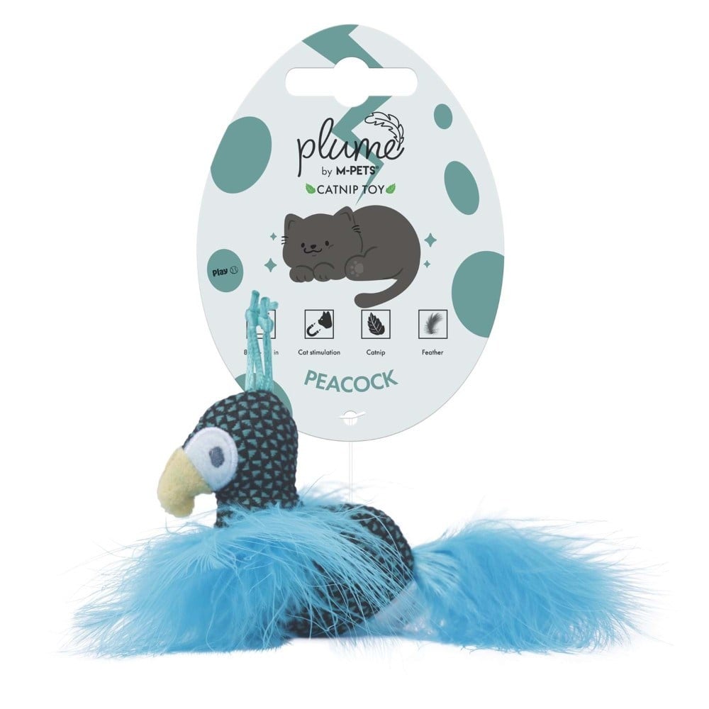 M-Pets Plume Catnip Peacock Toy for Active Play 7x9x3cm