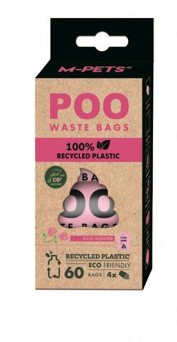 M-Pets Poo Recycled Rose Scented Waste Bags 60 Count