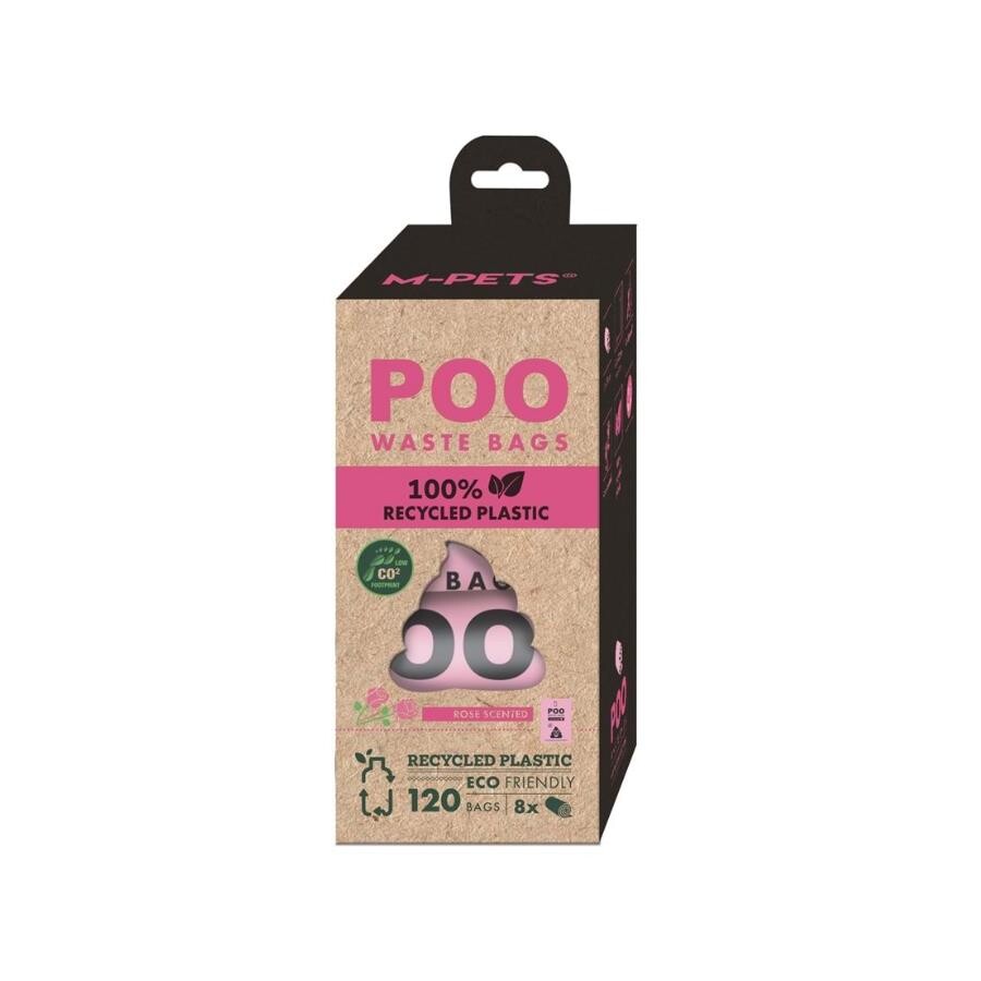M-Pets Poo Recycled Rose Scented Waste Bags 120 Count